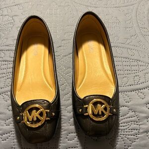 Michael Kors Black Loafers with Gold Logo
